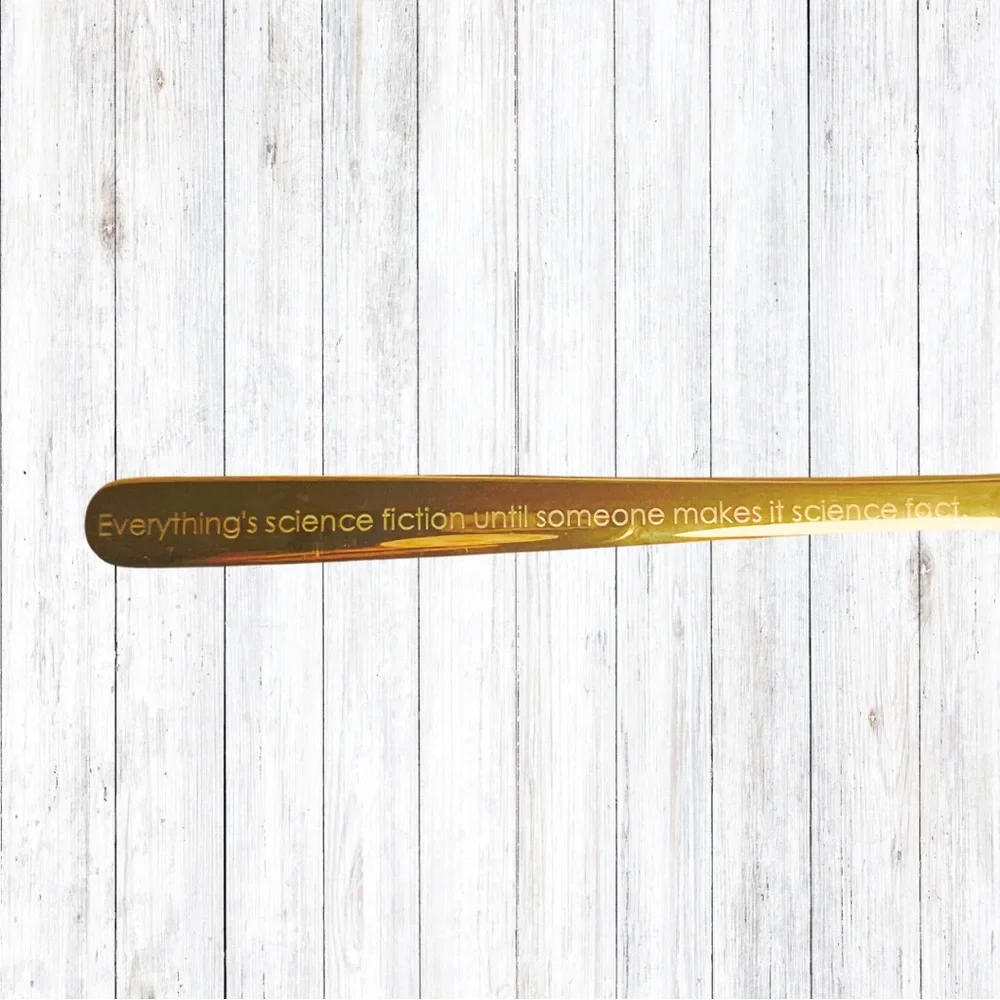 Gold Colored Cutlery three Piece Set Quotes Warcross Marie Lu Graphic Box